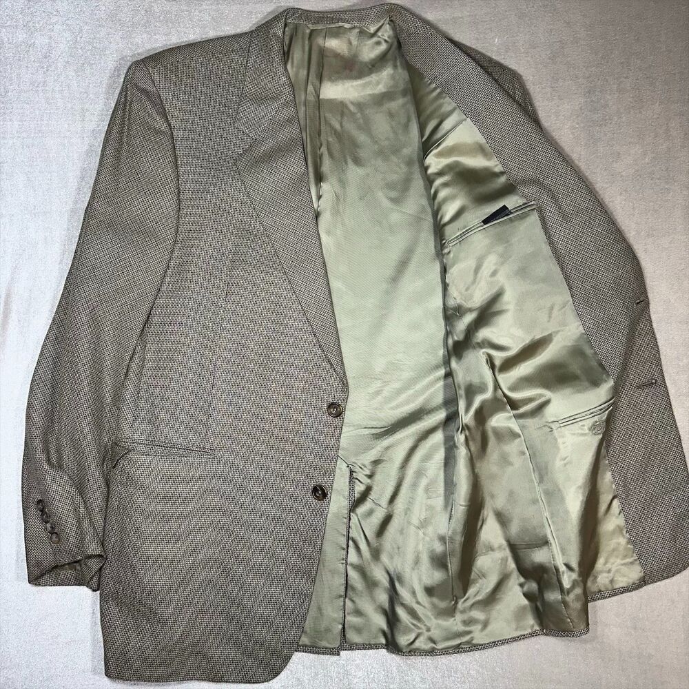 Vintage Hickey Freeman 44L Silk Wool Sport Coat Blazer Brown USA Union Made - Picture 3 of 13